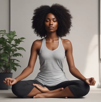 An image of a black woman meditating 