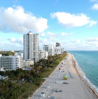 a beach with a view of Miami South Beach