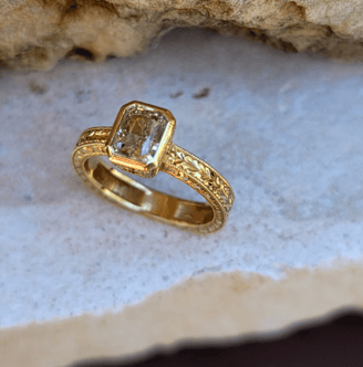 Custom estate yellow diamond ring in yellow gold