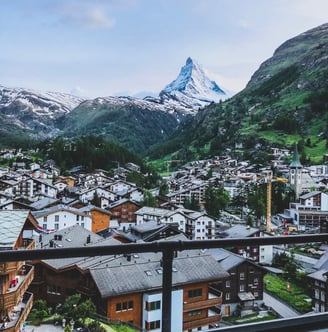 a view of a mountain range with a view of a mountain range