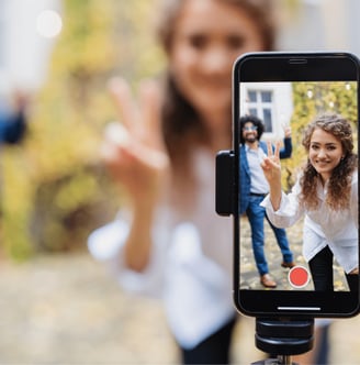 person creating a TikTok video