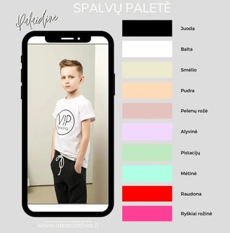 Berniukas balta palaidine. Audinio spalvų paletė