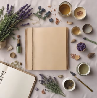 a book with a bookmark and a notebook with a notebook and a cup of