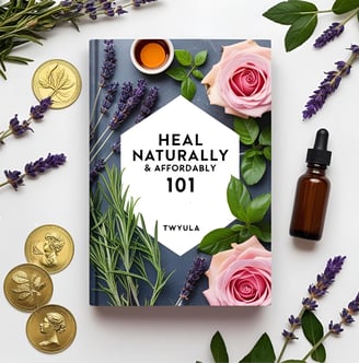 a book with a bottle of essential oils and a bottle of essential oils