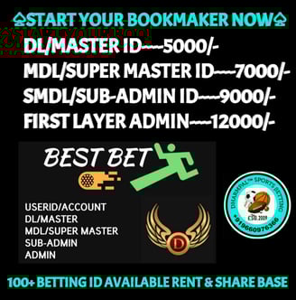 ONLINE CRICKET BETTING ID AVAILABLE DL MDL SMDL MASTER ID SUPER MASTER ID ADMIN ID AVAILABLE