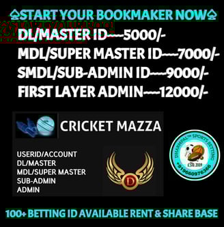 ONLINE CRICKET BETTING ID AVAILABLE DL MDL SMDL MASTER ID SUPER MASTER ID ADMIN ID AVAILABLE