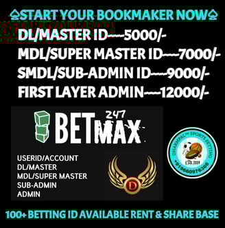 ONLINE CRICKET BETTING ID AVAILABLE DL MDL SMDL MASTER ID SUPER MASTER ID ADMIN ID AVAILABLE