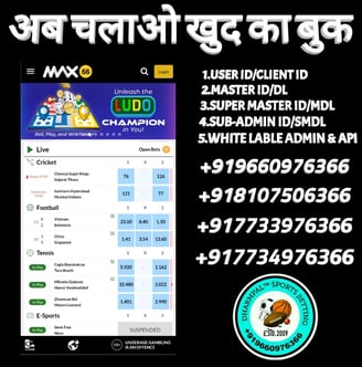 ONLINE CRICKET BETTING ID AVAILABLE DL MDL SMDL MASTER ID SUPER MASTER ID ADMIN ID AVAILABLE