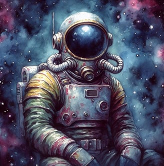 Astronaut seated portrait | simcaart.com