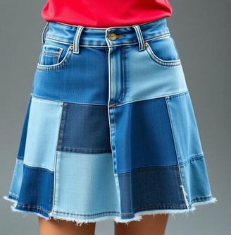 patchwork denim skirt
