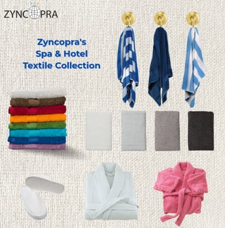 Luxury Turkish hotel towels and bathrobes in spa collection, ideal for Dubai hospitality industry.