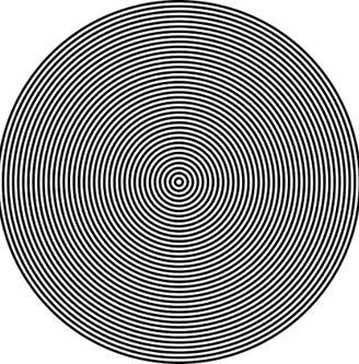 Nombreux cercles concentriques blancs et noirs à regader pour provoquer un effet hypnotique