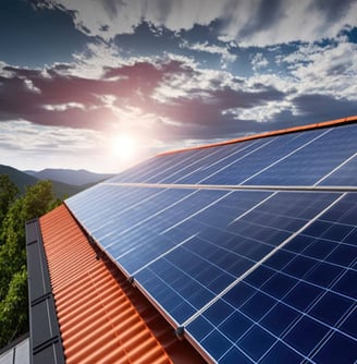 un ensemble de panneaux solaires sur un toit en tuile