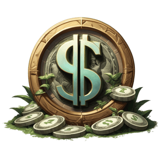 Stack of golden coins with a dollar sign, representing evergreen income, financial stability, and pa