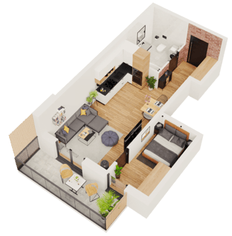 Buto 3D plano vizualizavimas