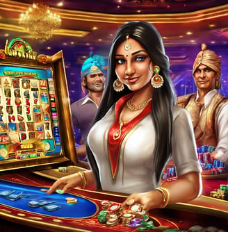 a woman playing a casino game with a casino table