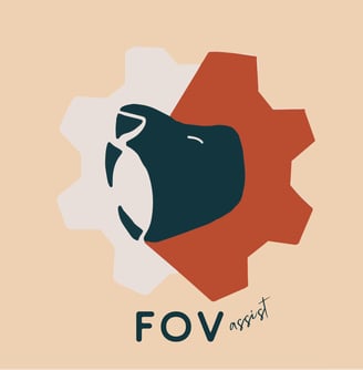 Logo fovassist : une tête de lion et en engrenage Tous droits réservés Leslie Breniaux pour Fovassis