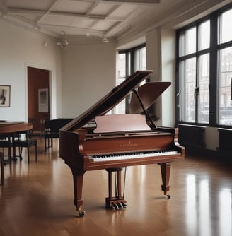 Beautiful grand piano in class