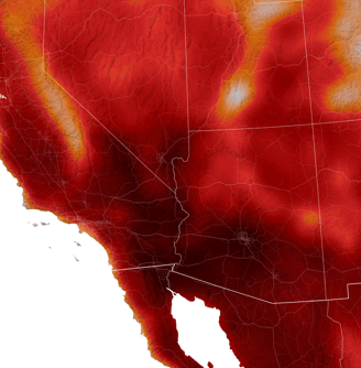 Map of the Extreme Temperatures on the Pacific Coast