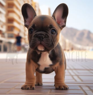 Bulldog Frances cachorro paseo playa