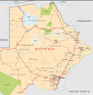 a map of the country of botswana