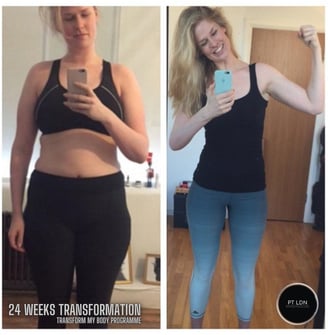 A female in her 30s fat loss before and after results