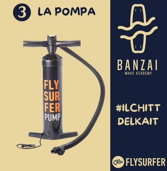 una pompa per gonfiare una vela da kitesurf