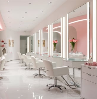 a salon with a pinkish pinkish pinkish pinkish pinkish pinkish