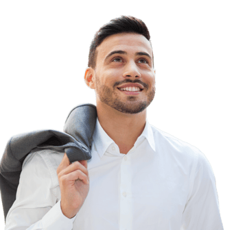 Confident guy looking upwards