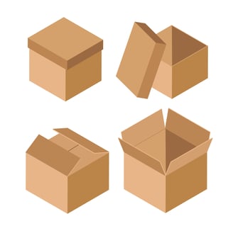 Desenho de modelos diversos de caixas de papelão