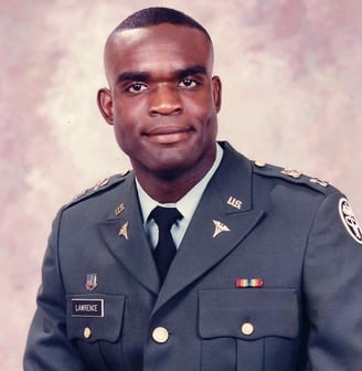 Dr. Clayton Lawrence in U.S. Army uniform, military flight surgeon, dedicated veteran  and leader.