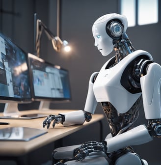 man in grey crew-neck t-shirt smiling to woman on counter