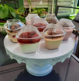 a cake with desserts and desserts on a cake plate