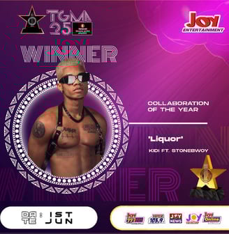 TGMA poster showiKidi as the winner of the Collaboration of the Year category with Likor.