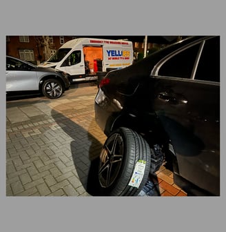 a car tyre got changed at home driveway by mobile tyre fitting unit