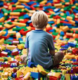 blue, red, and white artwork