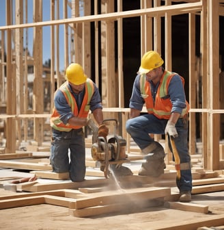 man in orange and black vest wearing white helmet holding yellow and black power tool