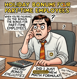 A humorous meme about to calculating bonuses for part-time employees under MIBCO. 