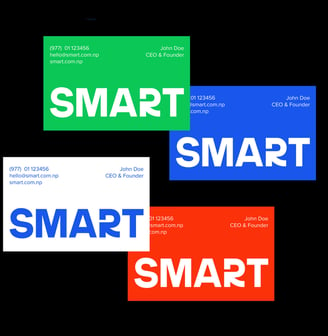 a group of business cards with smart phone phones