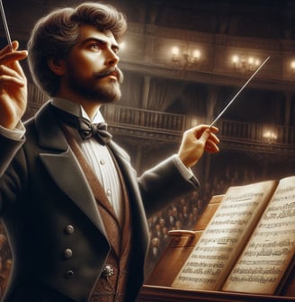 Un chef d'orchestre dirige son orchestre