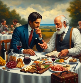 2 personnes parlent travail devant un bon repas