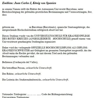 Traducción jurada alemán de Diplomatura española
