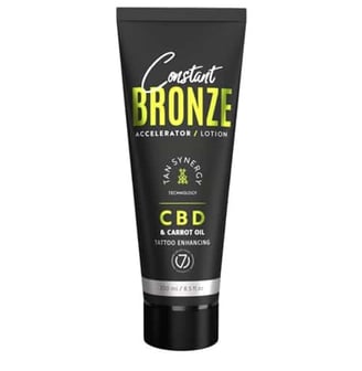 Seven Suns Constant Bronze CBD soliariumo kremas su kanape.Juoda pakuotė su žaliu akcentu