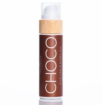 Choco organiškas įdegio aliejus 110ml - rudas buteliukas su mediniu kamšteliu
