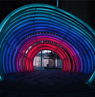 Tunel de fita led digital endereçavel em evento