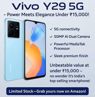 Vivo Y29 5G – Power Meets Elegance Under ₹15,000! 5G 50MP AI Dual Camera MediaTek 5000mAh battery