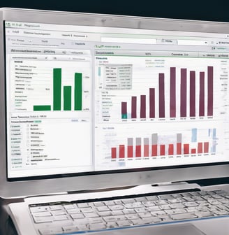 a laptop computer monitor screen showing a chart of data and data