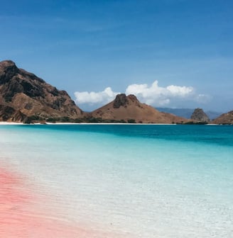 Pink beach featured on MyTripJunction.com travel blog.