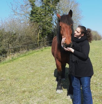 France DANIEL Equithérapeute échange avec son Cheval