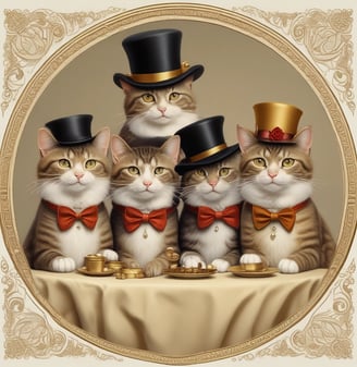 a cat with a hat and a hat on it
